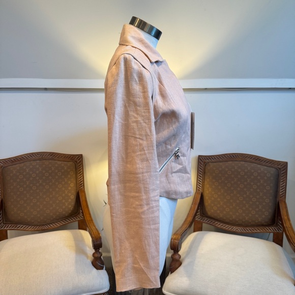 NWT Veronica Beard Pink Linen Moto Jacket - Picture 6 of 14